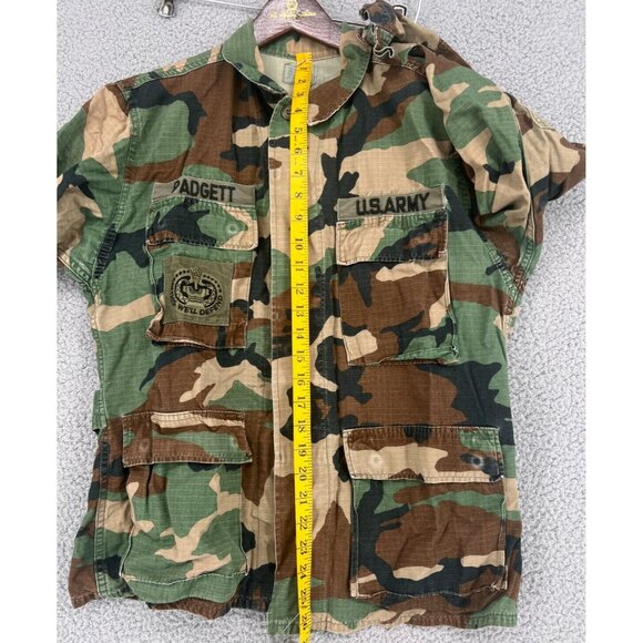 US Army Woodland Camo Hot Weather Coat Size Small Short With Patches - Picture 6 of 12